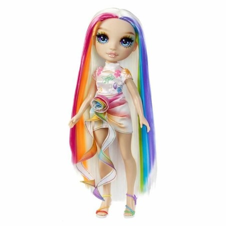 Juguetes Construcción Niños: Muñeca Rainbow High Amaya posando con su pelo multicolor