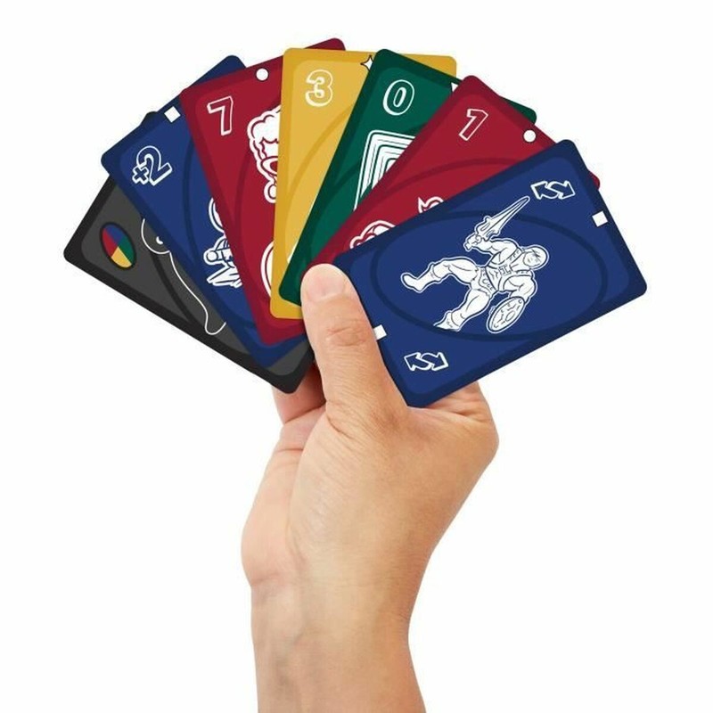 bloques construcción infantiles: cartas de Uno rojas y azules