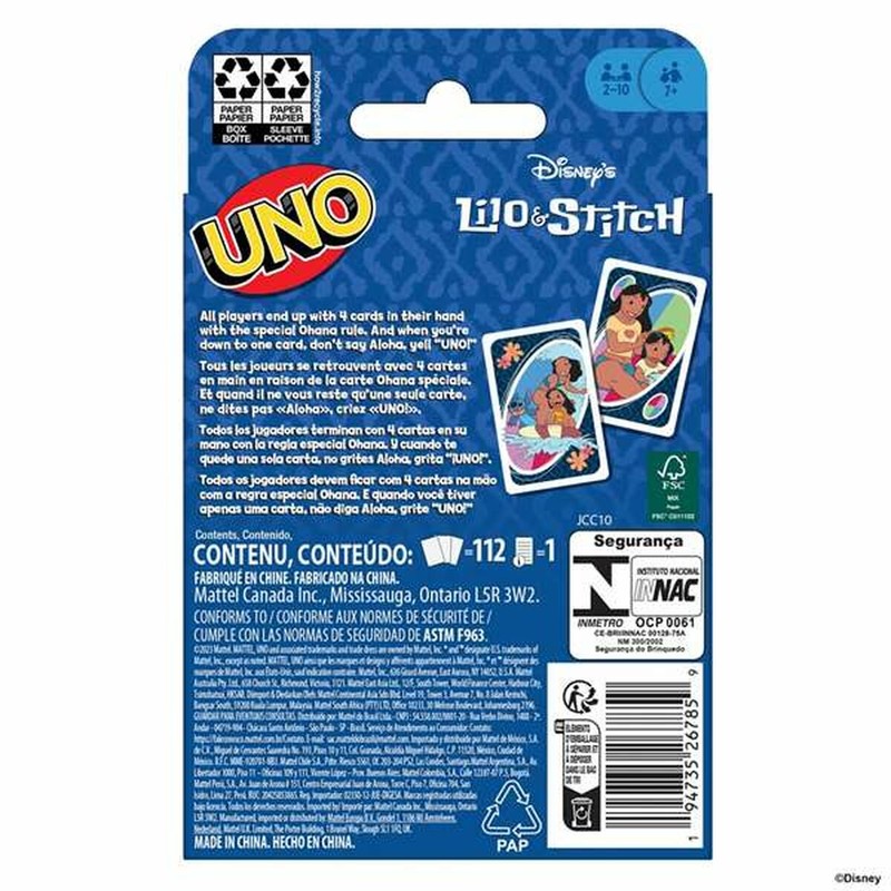 Set de juego familiar Mattel UNO Lilo y Stitch multijugador