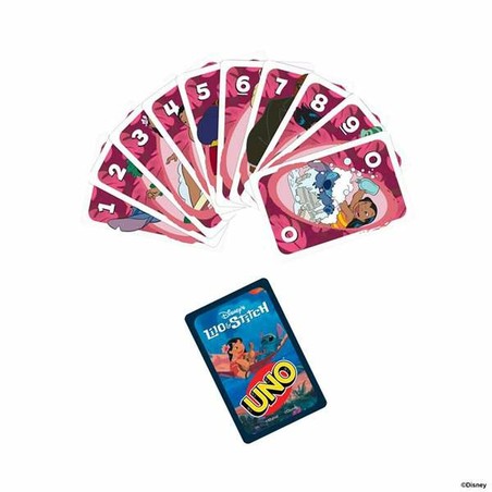 Detalle de las reglas del juego educativo social UNO Lilo Stitch en francés