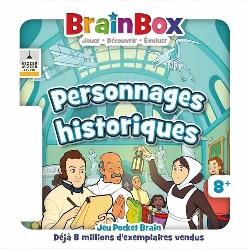 Contenido del juego educativo Brainbox: cartas de cartón para aprender historia jugando