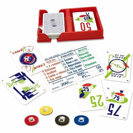 Componentes del juego de cartas niños Dujardin Mille Bornes