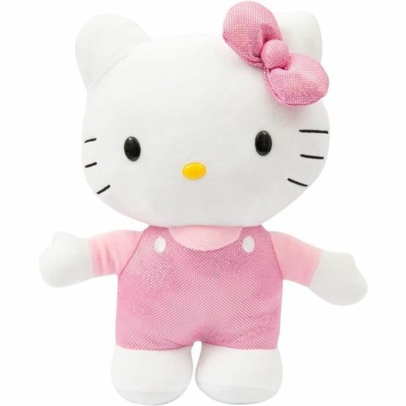 Muñeco Hello Kitty rosa suave para niños, mostrando detalles de su diseño exclusivo.