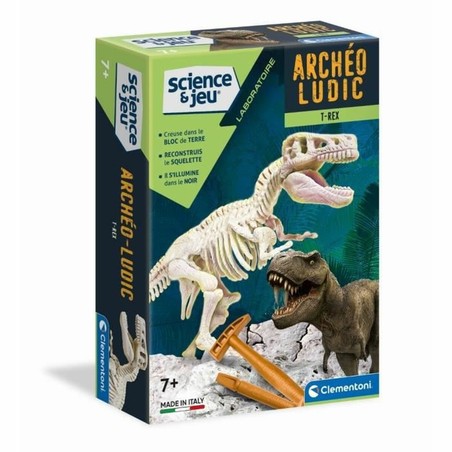 Juguetes construcción niños: Kit de excavación T-Rex Clementoni fosforescente