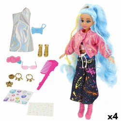 Muñeca Glam Up Dreameez con pelo azul y conjunto moderno