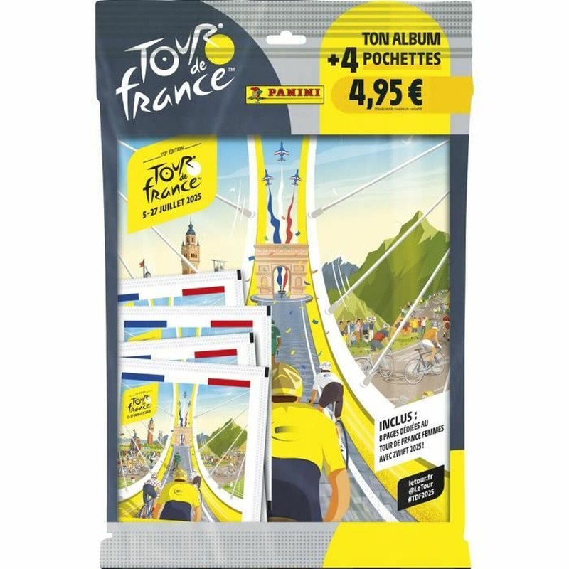 Pack de cromos del Tour de France 2025 en su envoltorio original.