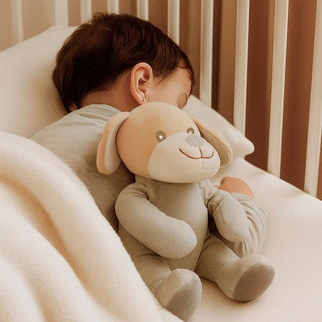 Regalo bebé original: peluche perrito con manta para estimulación sensorial