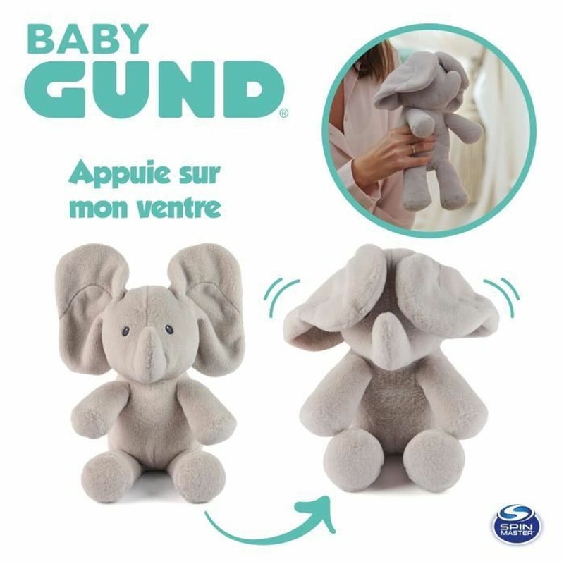 Regalo bebé original y educativo: Peluche Elefante Flappy con frases en español y francés