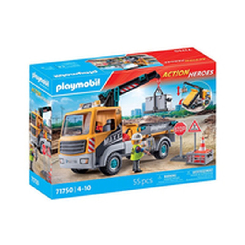 Set construcción educativo Playmobil: Camión Grúa con figura de trabajador.