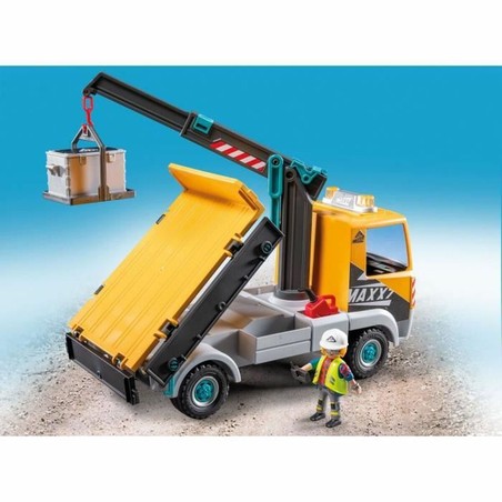 Componentes del set Camión Grúa Playmobil 71750 listos para montar.