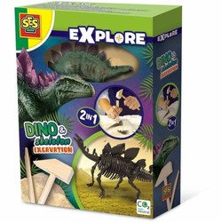 Juguetes construcción niños desenterrando dinosaurio Stegosaurus