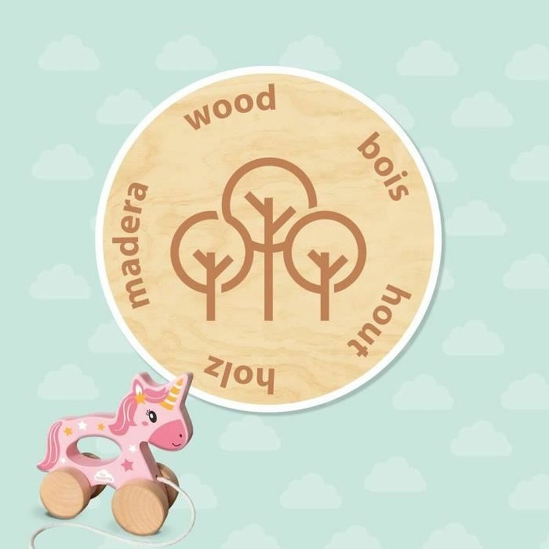 Juguete de arrastre unicornio de madera ecológico