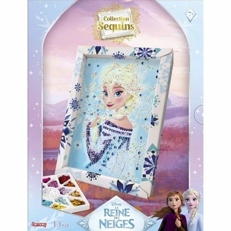 Manualidades niños: kit de lentejuelas Elsa Frozen en su empaque original.