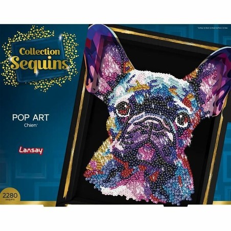 Proyecto de arte con lentejuelas Perro Pop Art