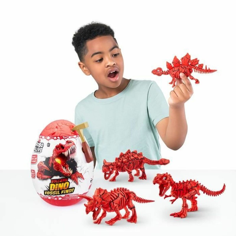 Set construcción educativo de dinosaurios con volcán y herramientas de excavación