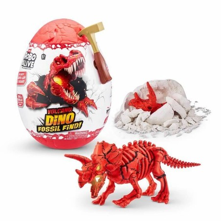 Detalle de los fósiles de dinosaurio y piezas para construir