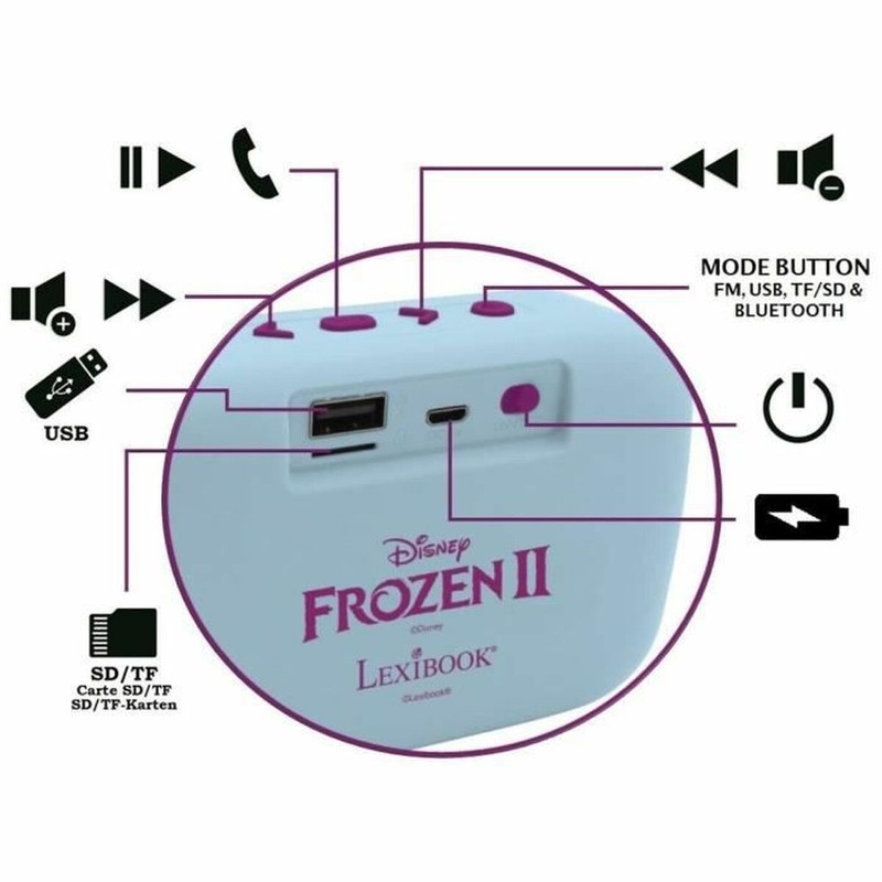 Juguete musical Bluetooth Frozen II con ranura Micro SD