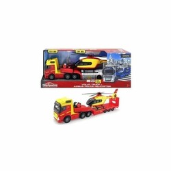 Camión Majorette GS 35 cm blanco con helicóptero de policía, ideal para juego de acción