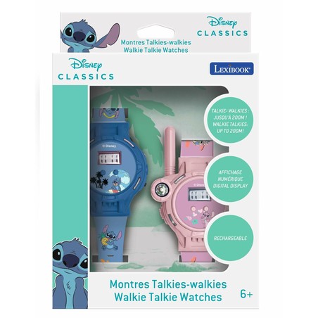 Reloj digital educativo Stitch con sus accesorios incluidos, cable USB y manual