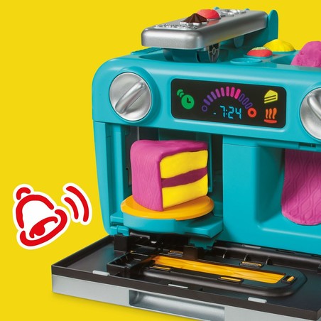 Detalle del horno de pasteles Play-Doh y sus accesorios