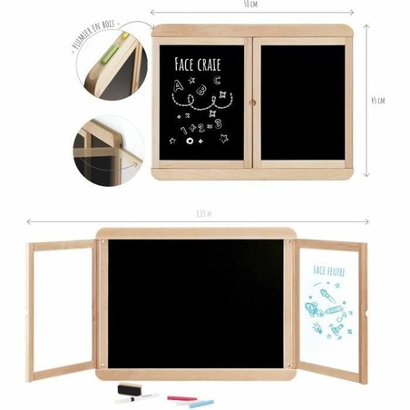 Pizarra doble cara niños Jeujura de madera, ideal para dibujo y aprendizaje