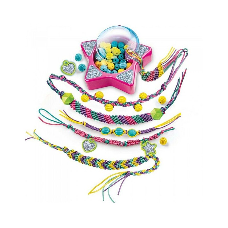 Detalle de las herramientas y materiales del kit para hacer pulseras