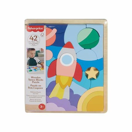 Juguetes de construcción para niños: Puzzle de madera espacial Fisher-Price
