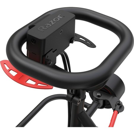 Coche a batería infantil negro rojo, vista trasera