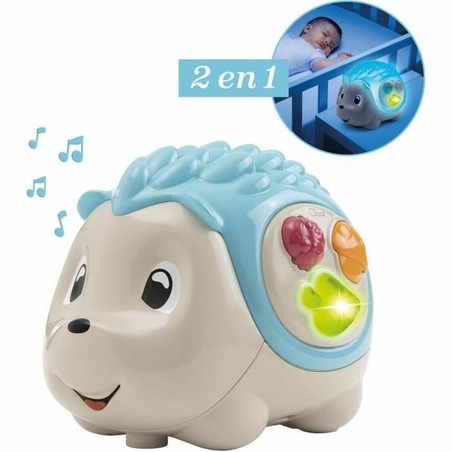 Detalle del peluche erizo Chicco con pila AAA