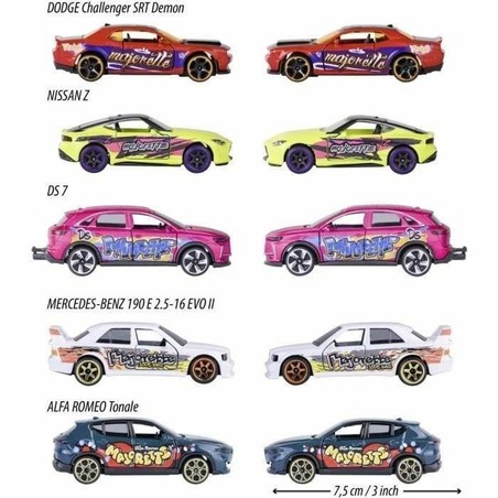 Coches metal niños Majorette, vista de los 5 vehículos del set