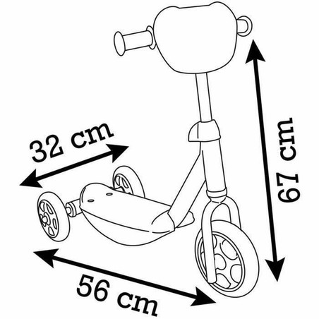 Detalle ruedas triciclo Smoby, vehículo infantil seguro para el aprendizaje