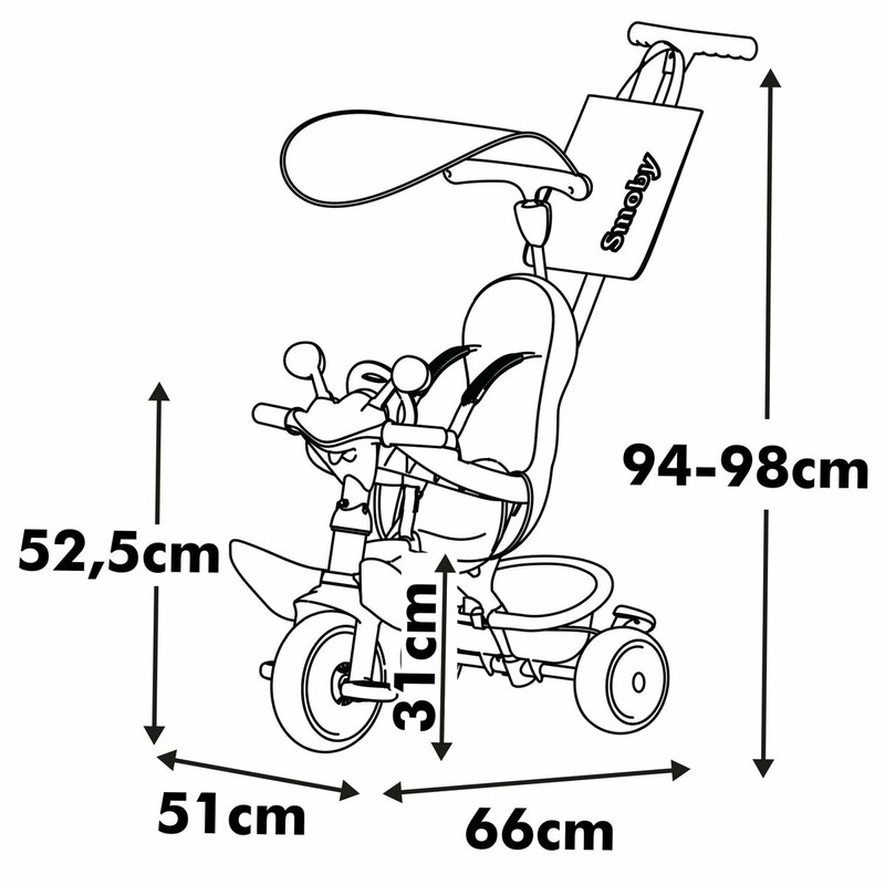 Triciclo infantil Smoby Baby Driver con asiento ajustable y cesta