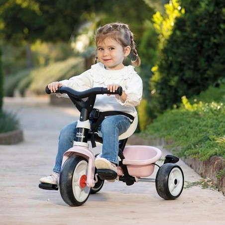 Ángulo lateral triciclo Smoby rosa con toldo