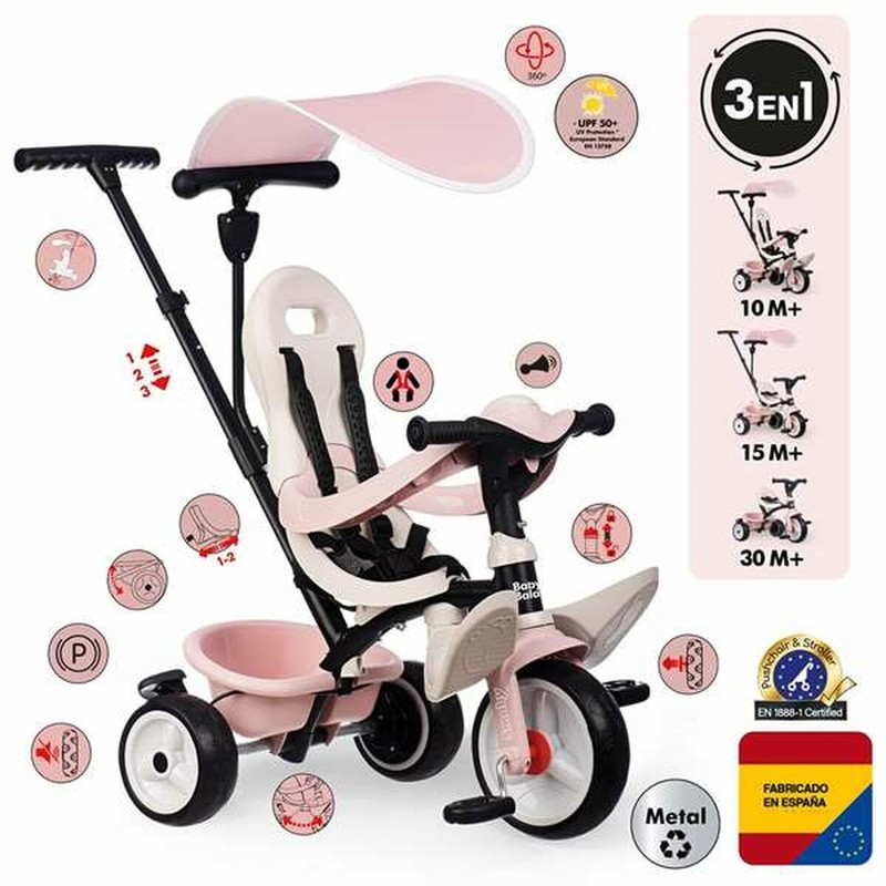 Primeros pasos con triciclo Smoby seguro