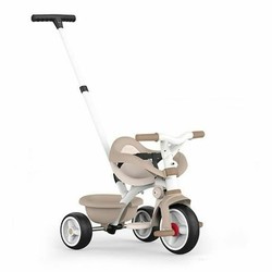 Triciclo infantil Smoby Be Move Confort beige con manillar parental, ideal para paseos seguros.