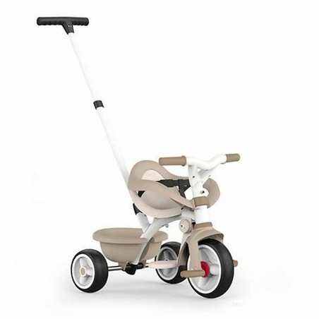 Triciclo infantil Smoby Be Move Confort beige con manillar parental, ideal para paseos seguros.