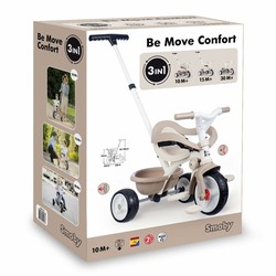Triciclo infantil Smoby Be Move Confort beige con manillar parental, ideal para paseos seguros. 2