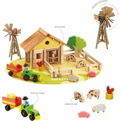 Juguetes construcción niños Jeujura, set de bloques de madera ecológicos