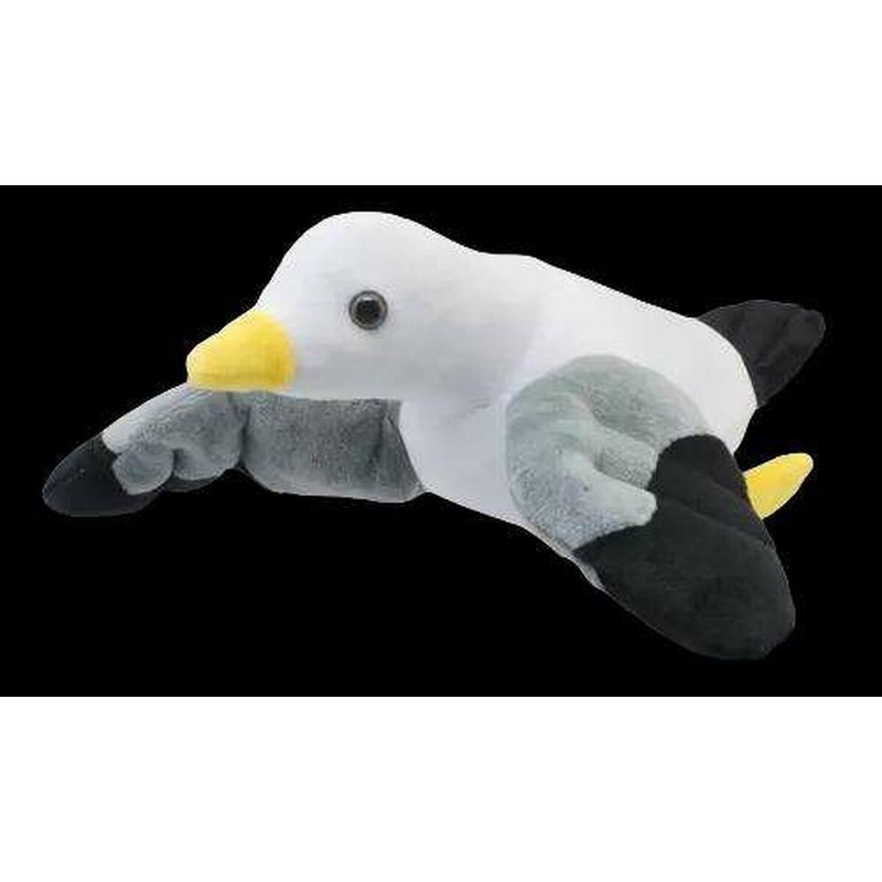 Peluche gaviota con sonido, ideal para juego simbólico y desarrollo de motricidad fina en niños +3 años.