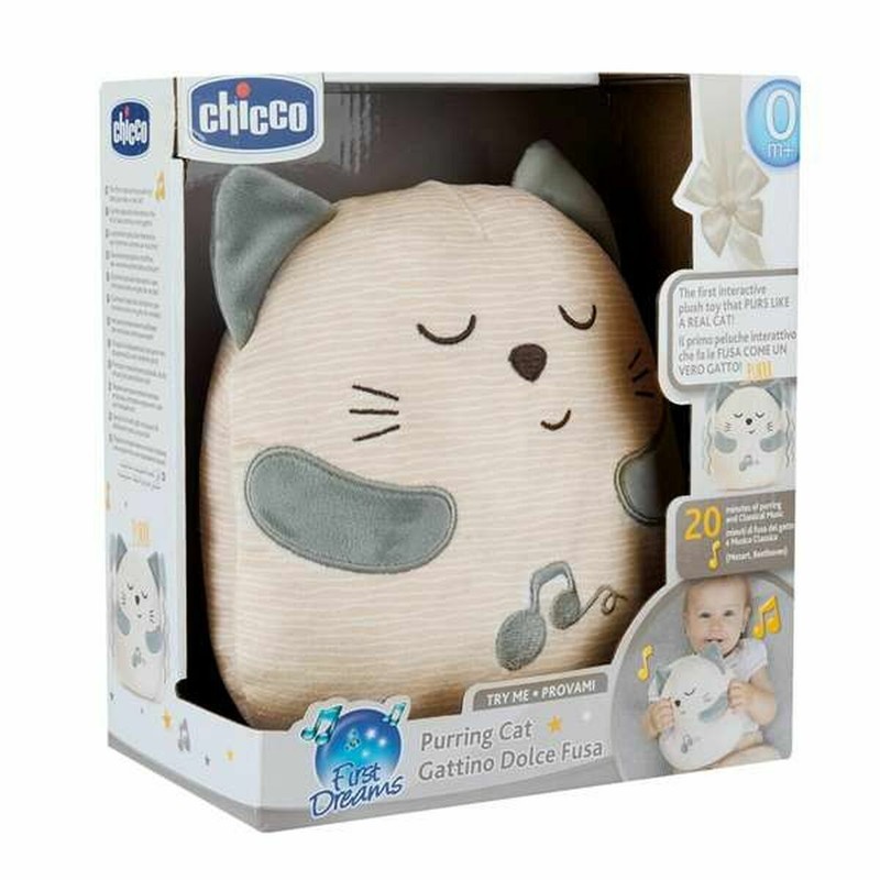 Peluche con sonido bebé Chicco Gato Blanco, suave y seguro