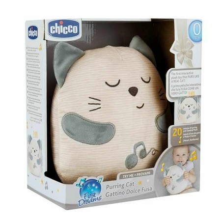 Peluche con sonido bebé Chicco Gato Blanco, suave y seguro