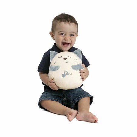 Peluche gato Chicco blanco para recién nacidos, estimulación sensorial
