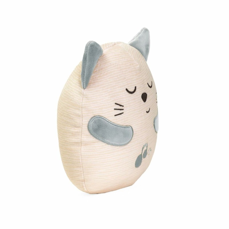 Detalle del peluche Chicco Gato Blanco con sonido, textura agradable