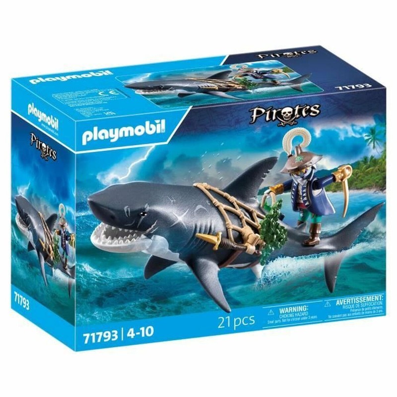 Playset Playmobil 71793 pirata con figura y tiburón