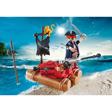 Niño divirtiéndose con bloques construcción infantiles estilo pirata Playmobil