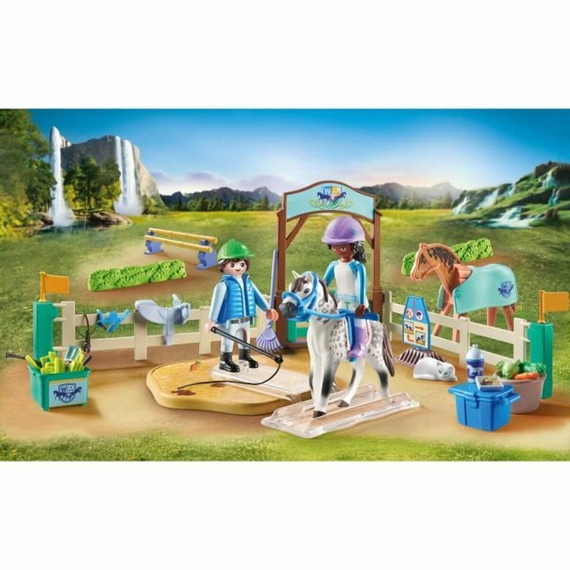 Detalle de los bloques construcción infantiles del playset Playmobil