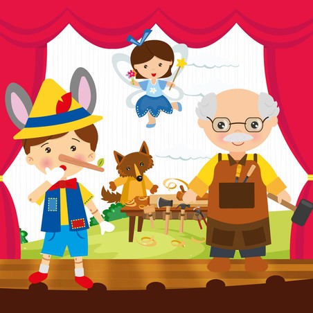 Bloques construcción infantiles: Marionetas de mano Pinocho y Gepetto