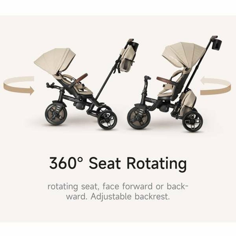 Triciclo plegable infantil con asiento giratorio y manillar parental