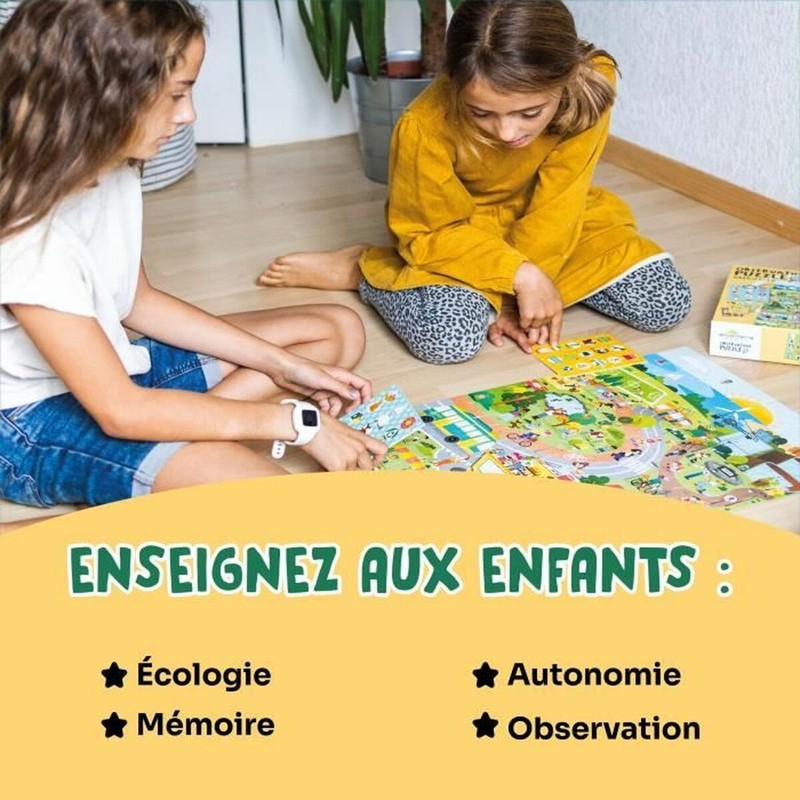Detalle de piezas del puzzle de cartón Adventerra para 4 años