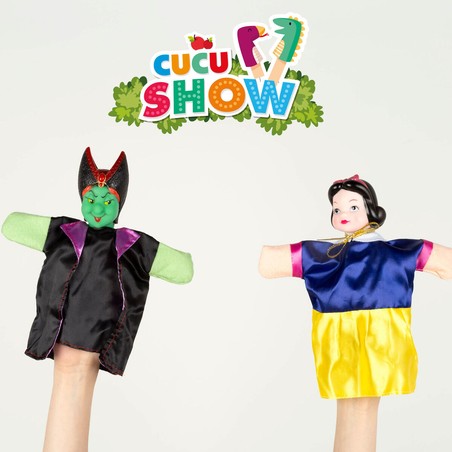 Set construcción educativo: Niños jugando con marionetas de Blancanieves